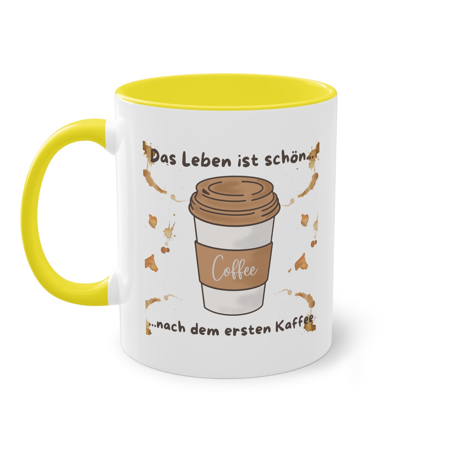 Das Leben ist schön, nach dem ersten Kaffee - Zwei-Ton-Kaffeetasse