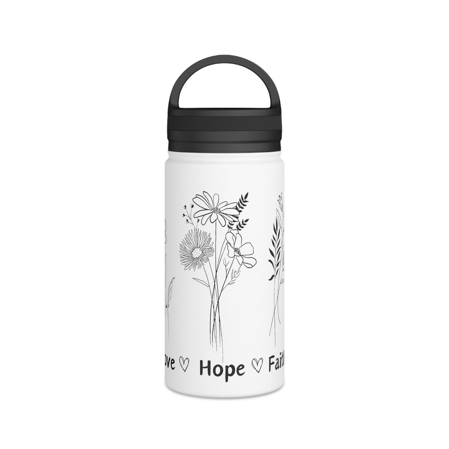 Love, Hope, Faith - Edelstahl-Wasserflasche