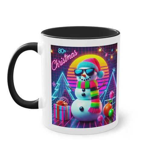 Christmas 80 Schneemann - Zwei-Ton-Kaffeetasse