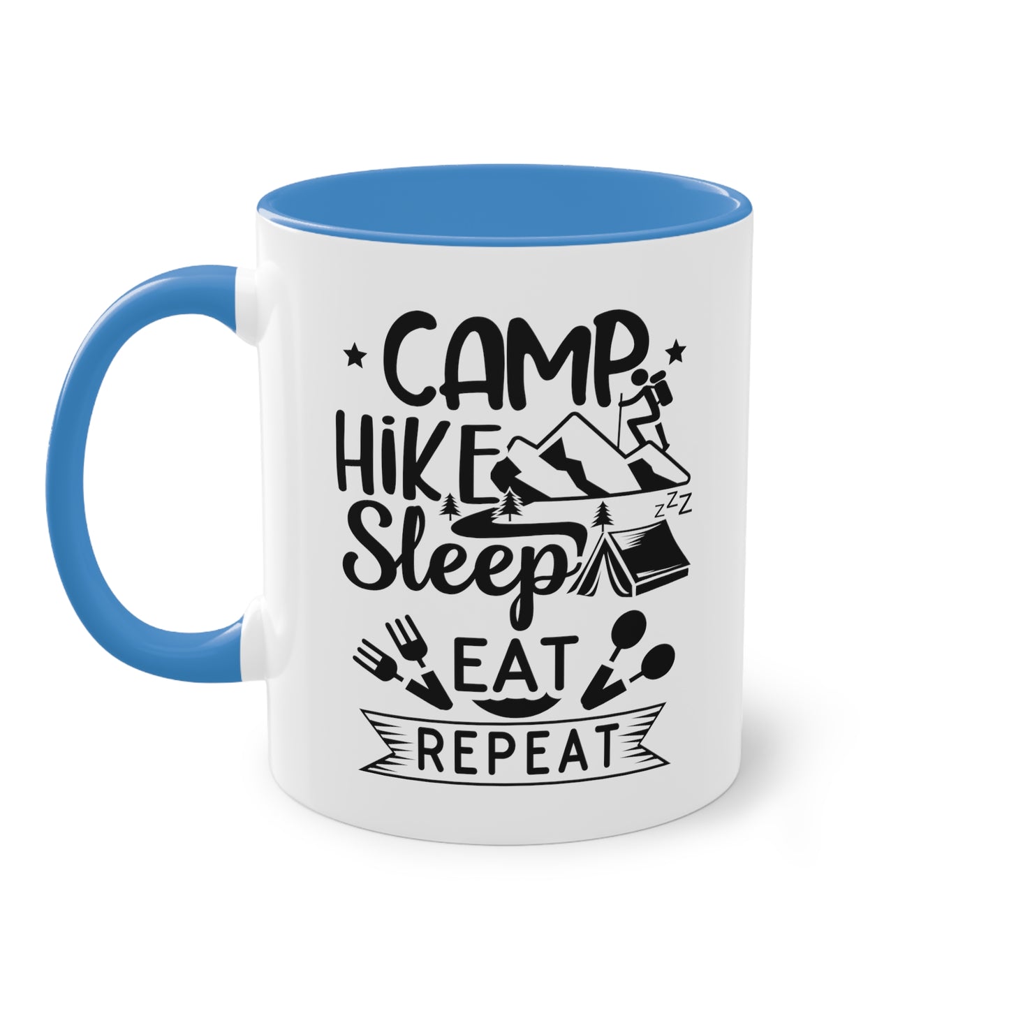 Camp, Hike, Sleep, Eat, Repeat - Zwei-Ton-Kaffeetasse