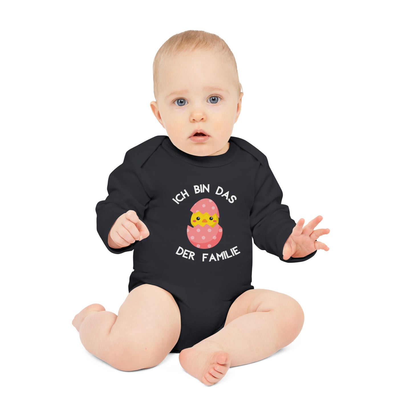 Organic long sleeve baby romper - I am the chick of the family (variant 3)