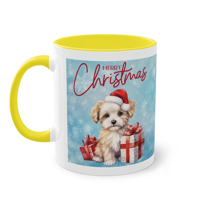 Hund Merry Christmas (1) - Zwei-Ton-Kaffeetasse