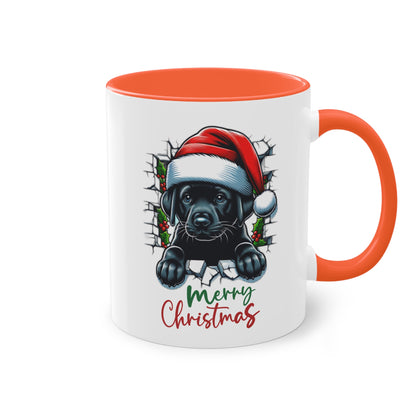 Merry Christmas Welpe - Zwei-Ton-Kaffeetasse