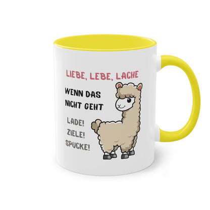 Lebe, liebe Lache. Wenn das nicht hilft... - Zwei-Ton-Kaffeetasse