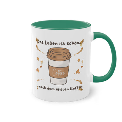 Das Leben ist schön, nach dem ersten Kaffee - Zwei-Ton-Kaffeetasse