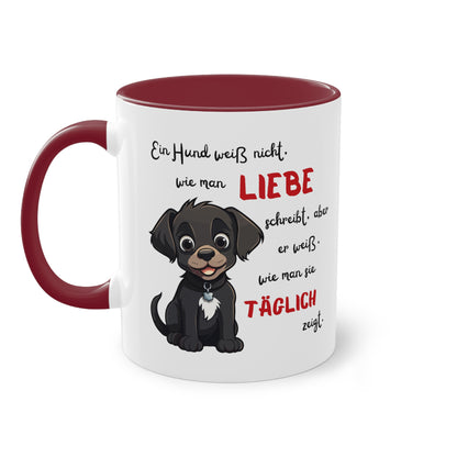 Ein Hund weiß nicht, wie man Liebe schreibt aber - Zwei-Ton-Kaffeetasse