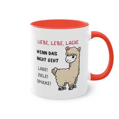 Lebe, liebe Lache. Wenn das nicht hilft... - Zwei-Ton-Kaffeetasse