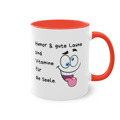 Humor & gute Laune sind Vitamine für die Seele - Zwei-Ton-Kaffeetasse