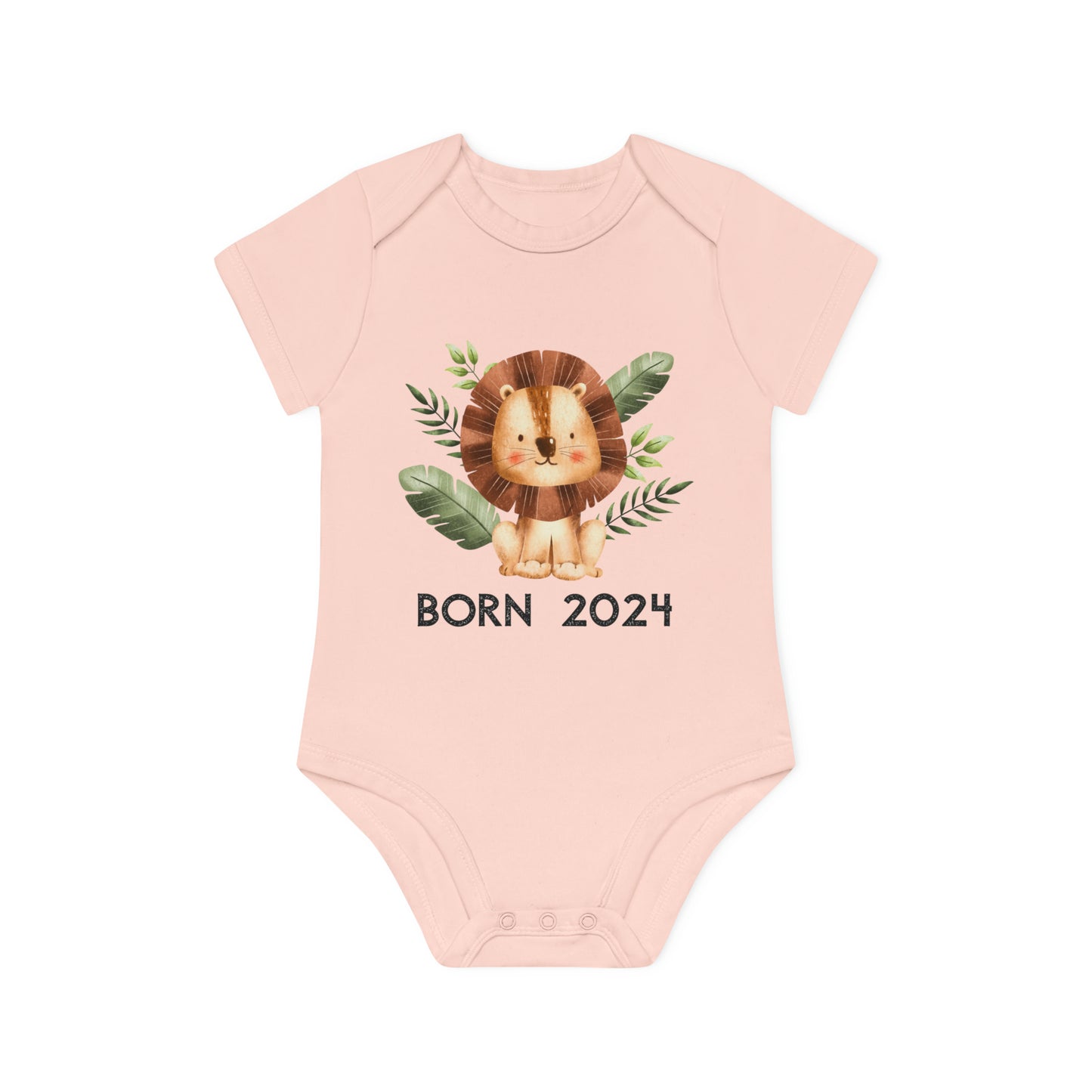 Short-sleeved organic bodysuits - born 2024 (variant lion 3)