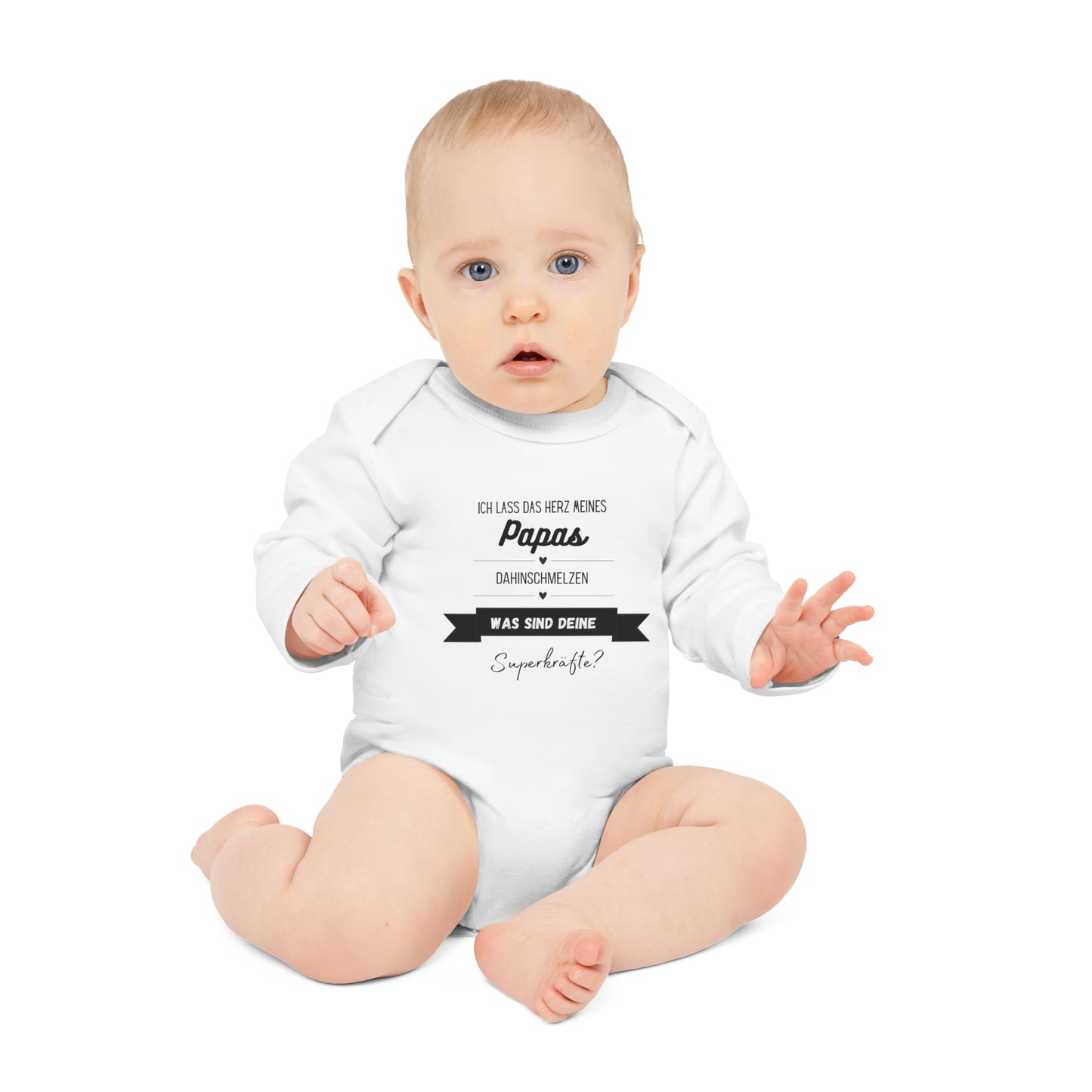 Organic long-sleeved baby romper - I let my daddy's heart melt (variant 1)