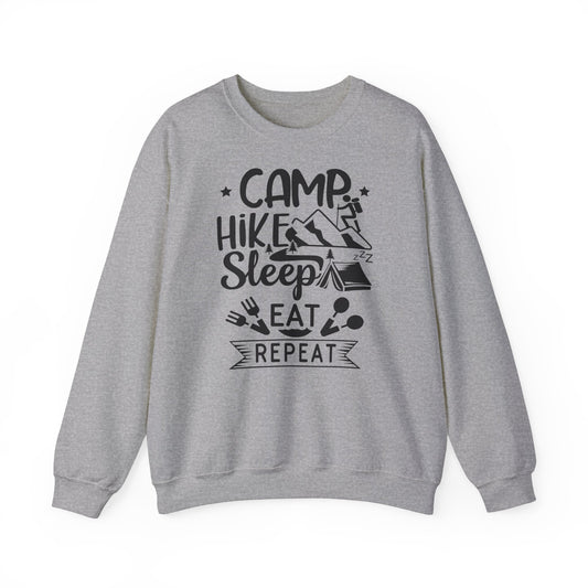 Unisex Sweatshirt - Camp, Hike, Sleep, Eat, Repeat (Zelte, wandere, schlafe, esse, wiederhole)