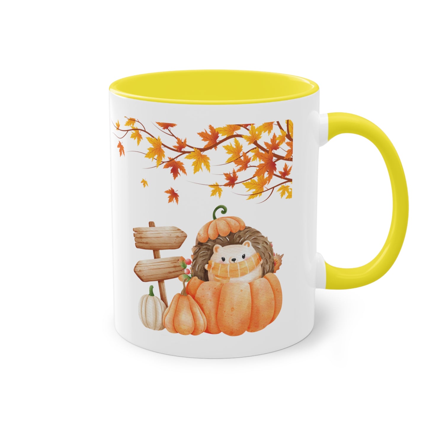 Igel im Kürbis - Zwei-Ton-Kaffeetasse