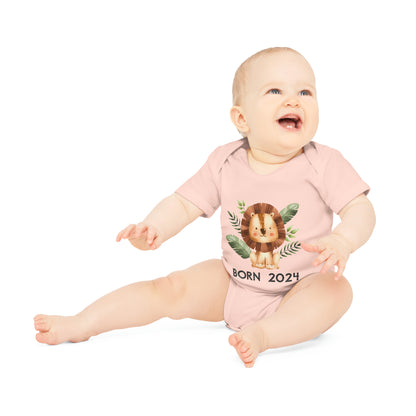 Short-sleeved organic bodysuits - born 2024 (variant lion 3)