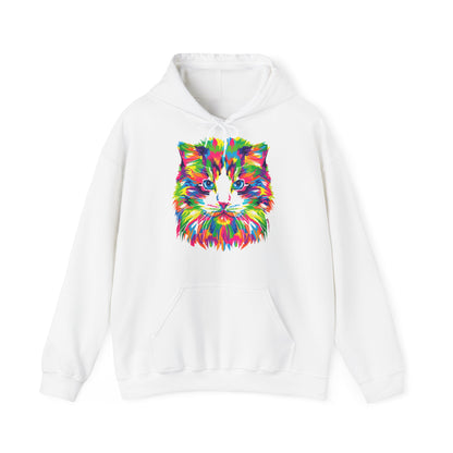 Unisex Hoodie - kunstvolle Katze, bunte Katze