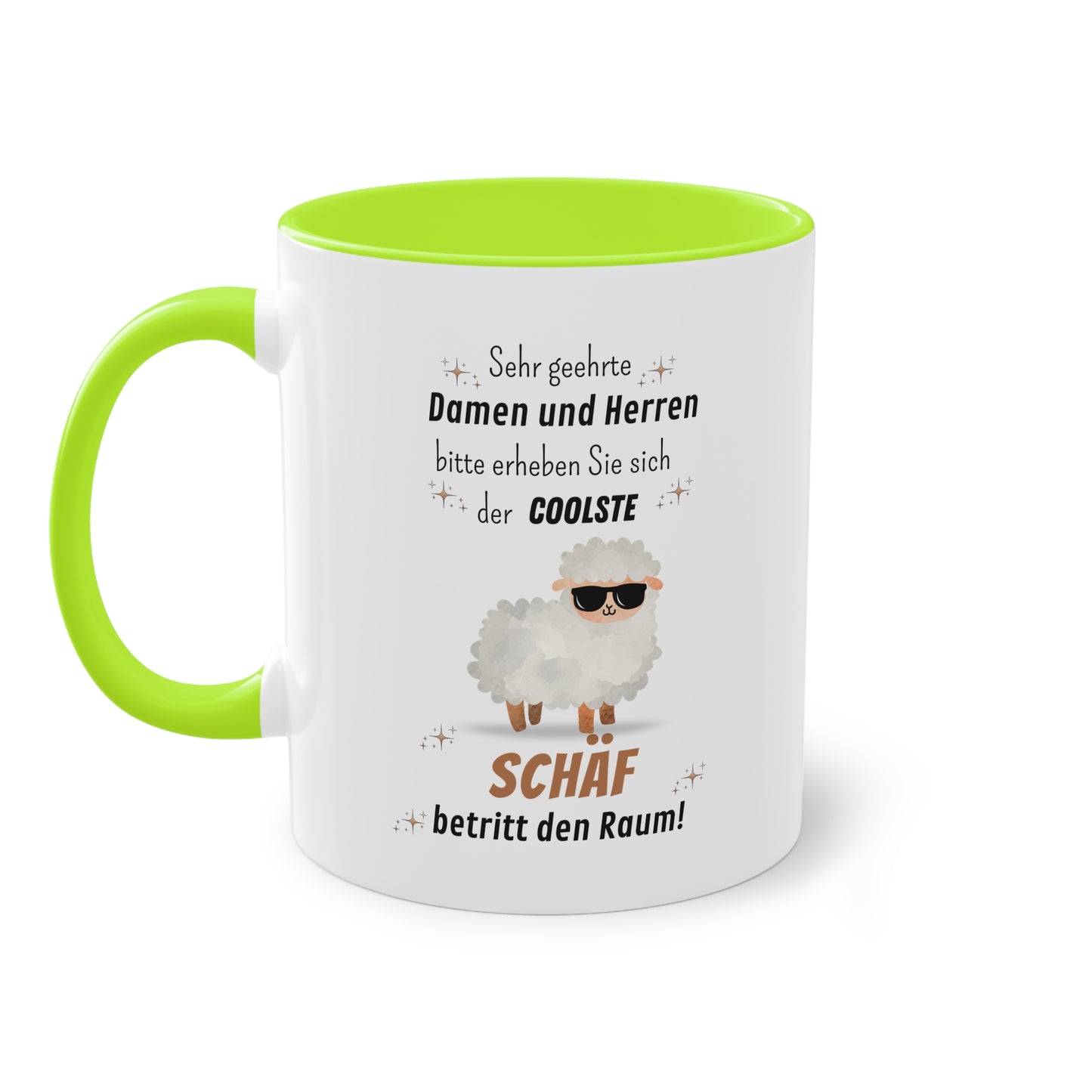 Sehr geehrte Damen und Herren bitte erheben Sie sich der coolste Schäf betritt den Raum! - Zwei-Ton-Tasse
