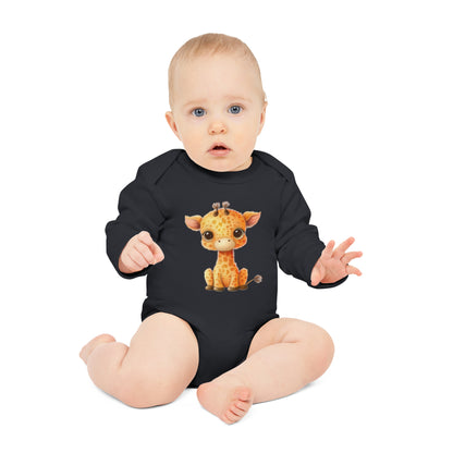 Bio-Langarm-Baby-Strampler - Giraffe