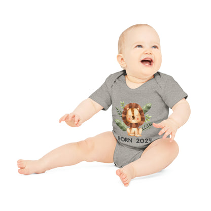 Short-sleeved organic bodysuits - born 2024 (variant lion 3)