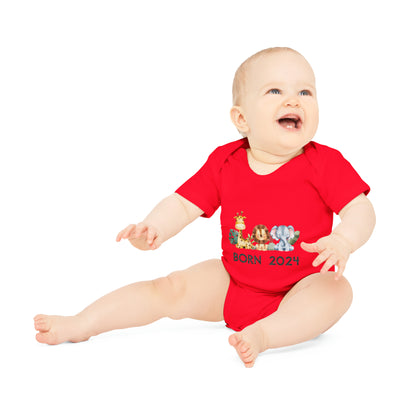 Short-sleeved organic bodysuits - born 2024 (variant animals 2)