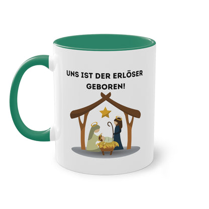 Uns ist der Erlöser geboren - Zwei-Ton-Kaffeetasse