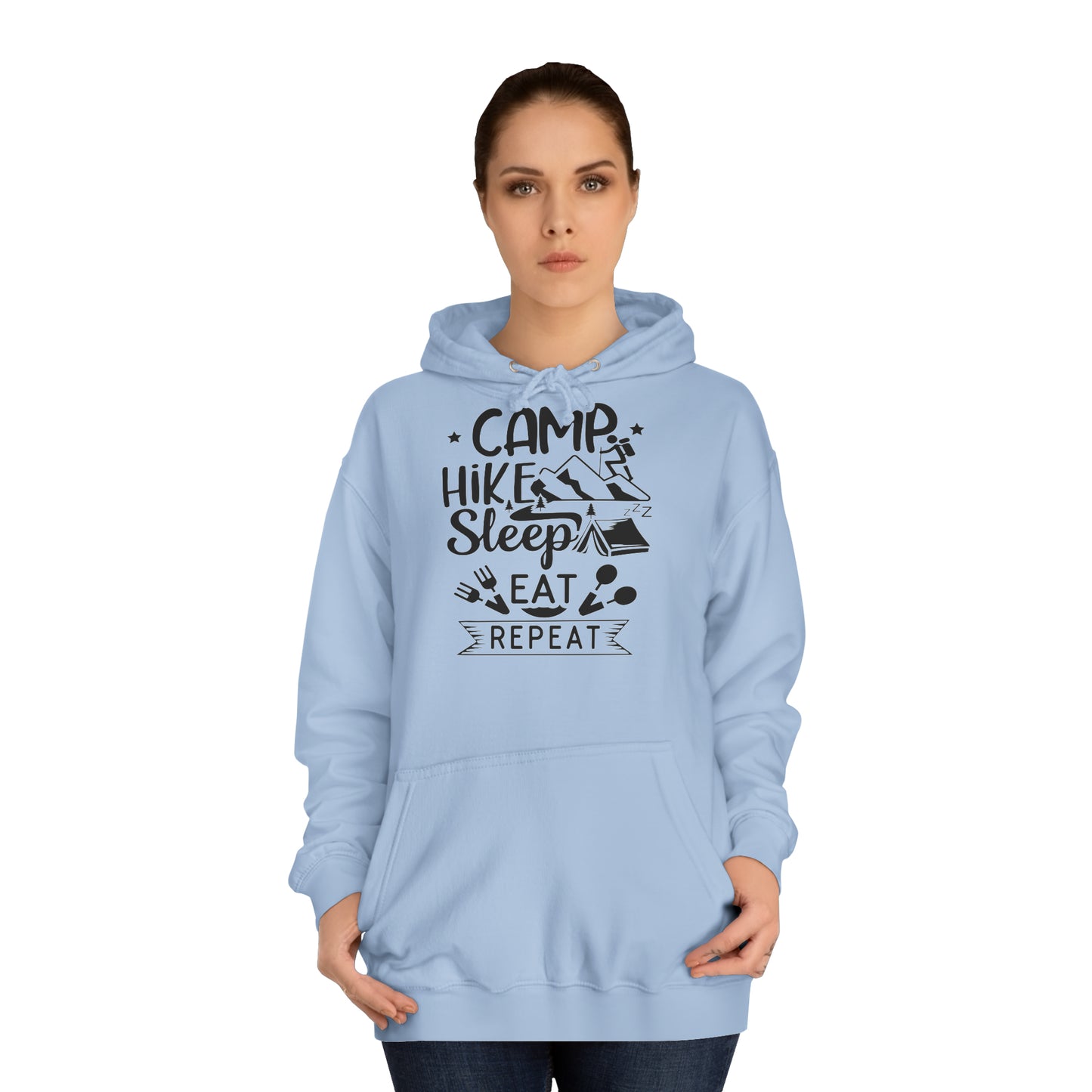 Unisex Hoodie - Camp, Hike, Sleep, Eat, Repeat (Zelten, wandern, schlafen, essen wiederholen)