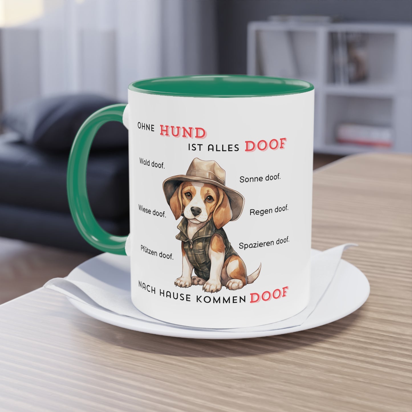 Ohne Hund ist alles doof - Zwei-Ton-Kaffeetasse