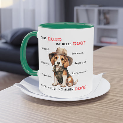 Ohne Hund ist alles doof - Zwei-Ton-Kaffeetasse