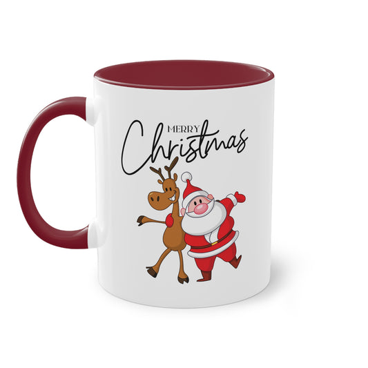 Merry Christmas Rentier und Santa  (2) - Zwei-Ton-Kaffeetasse