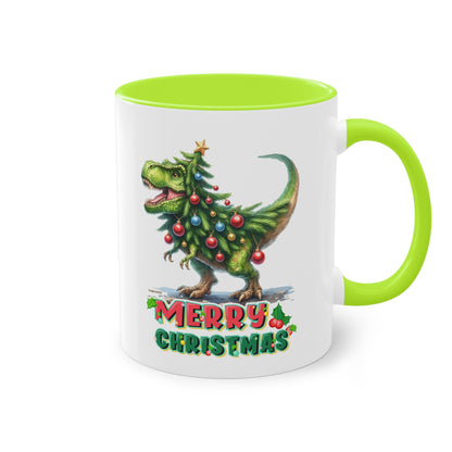 Merry Christmas T-Rex - Zwei-Ton-Kaffeetasse