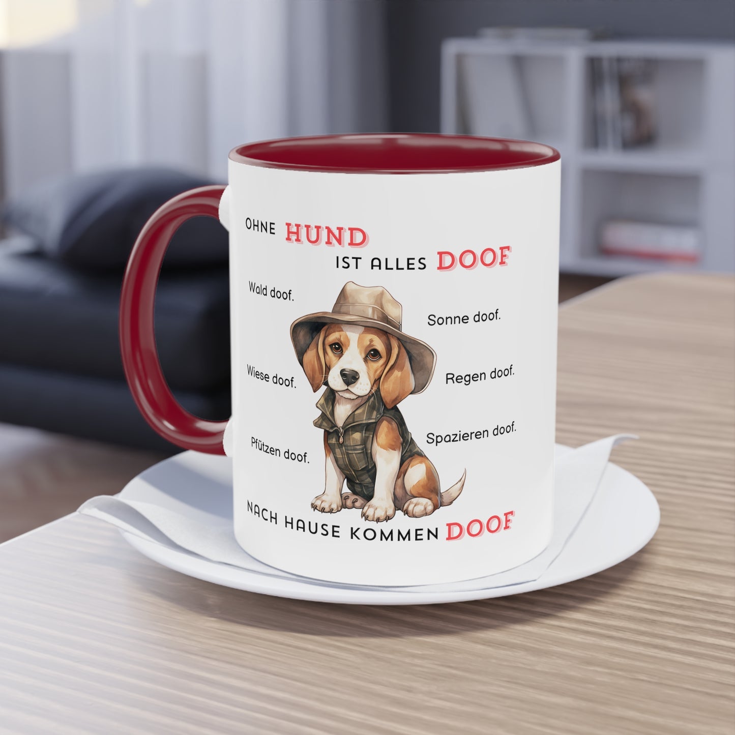 Ohne Hund ist alles doof - Zwei-Ton-Kaffeetasse