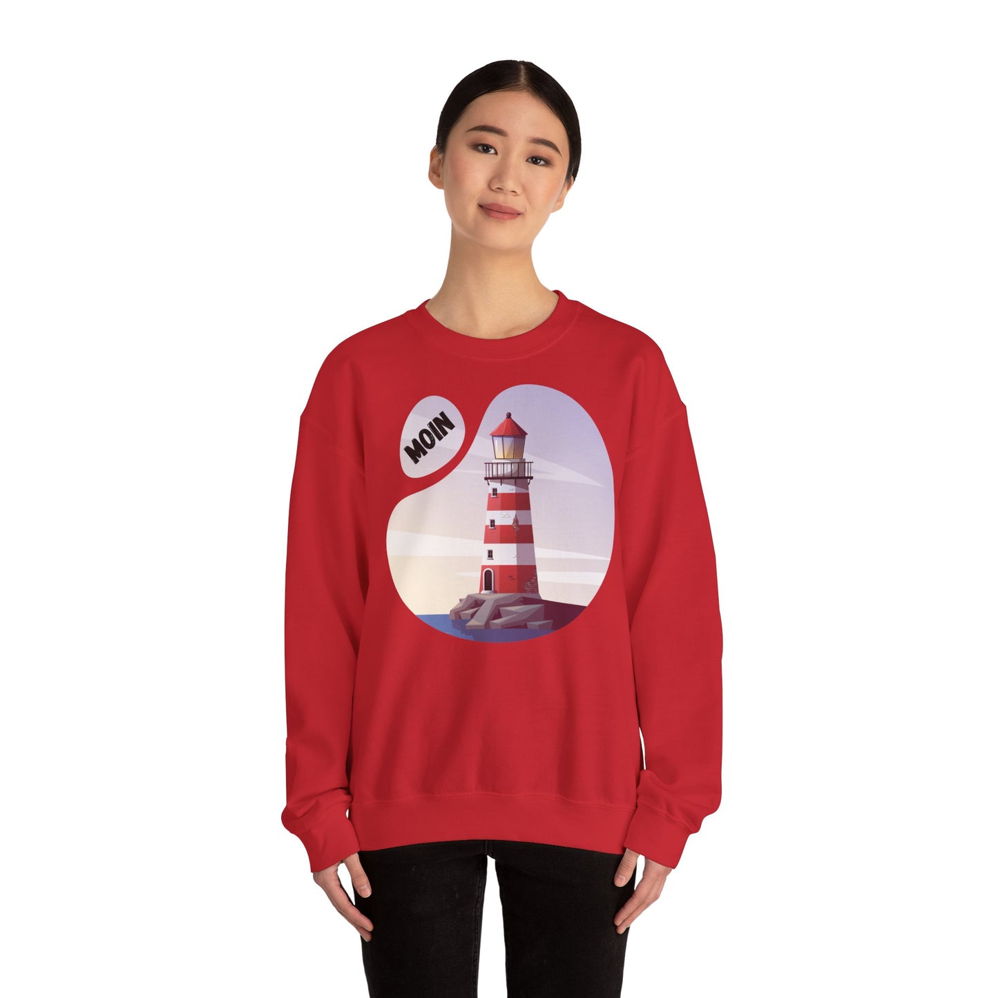 Unisex Sweatshirt -  Moin mit Leuchtturm (bunt)