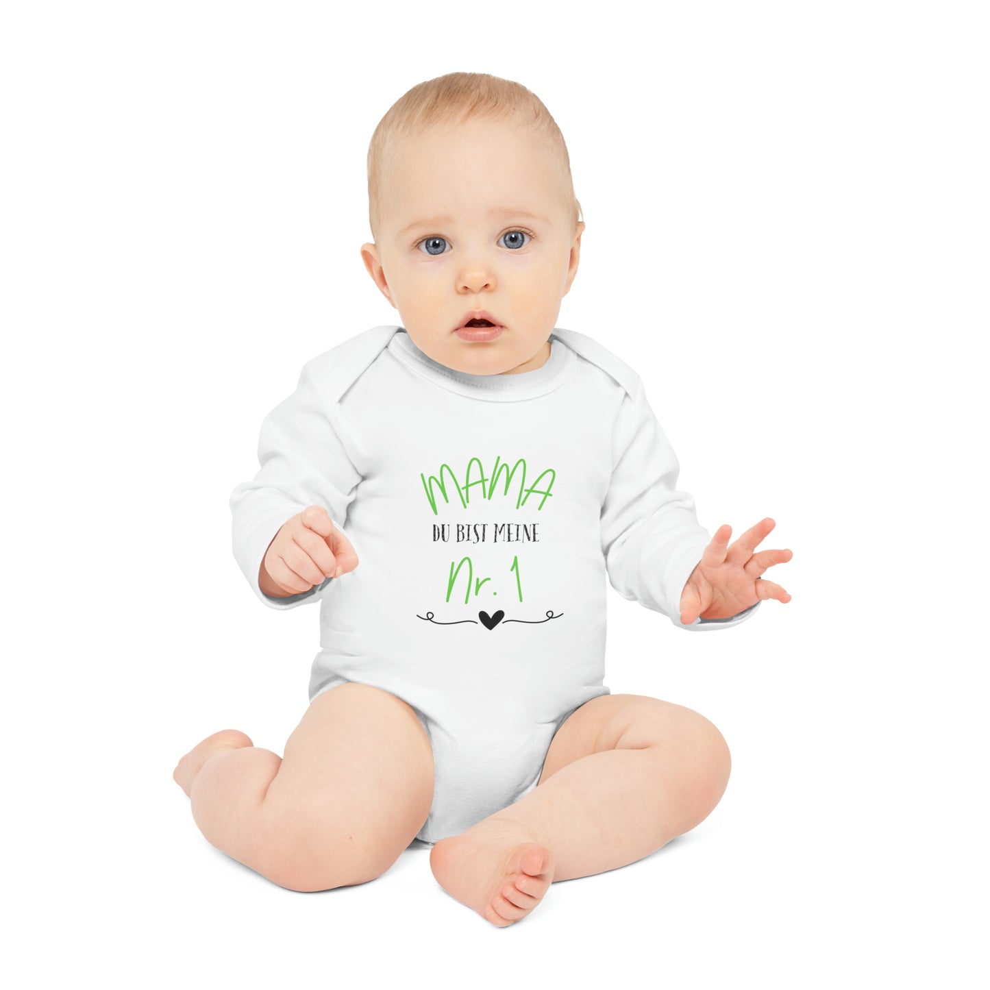 Organic long sleeve baby romper - Mommy is my number 1 (Variant 1)