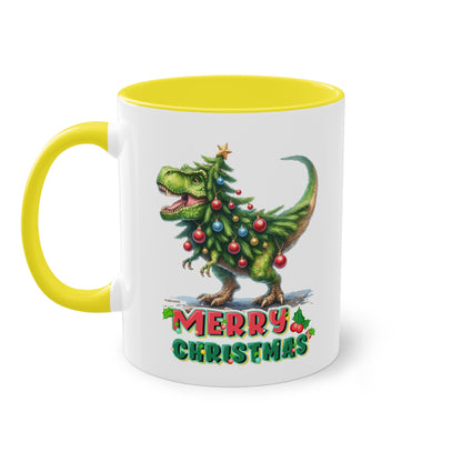 Merry Christmas T-Rex - Zwei-Ton-Kaffeetasse