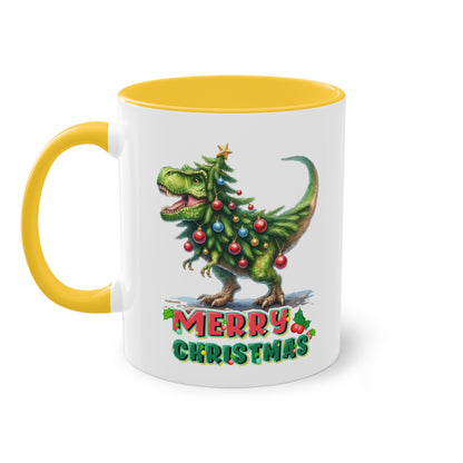 Merry Christmas T-Rex - Zwei-Ton-Kaffeetasse