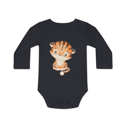 Bio-Langarm-Baby-Strampler - Tiger