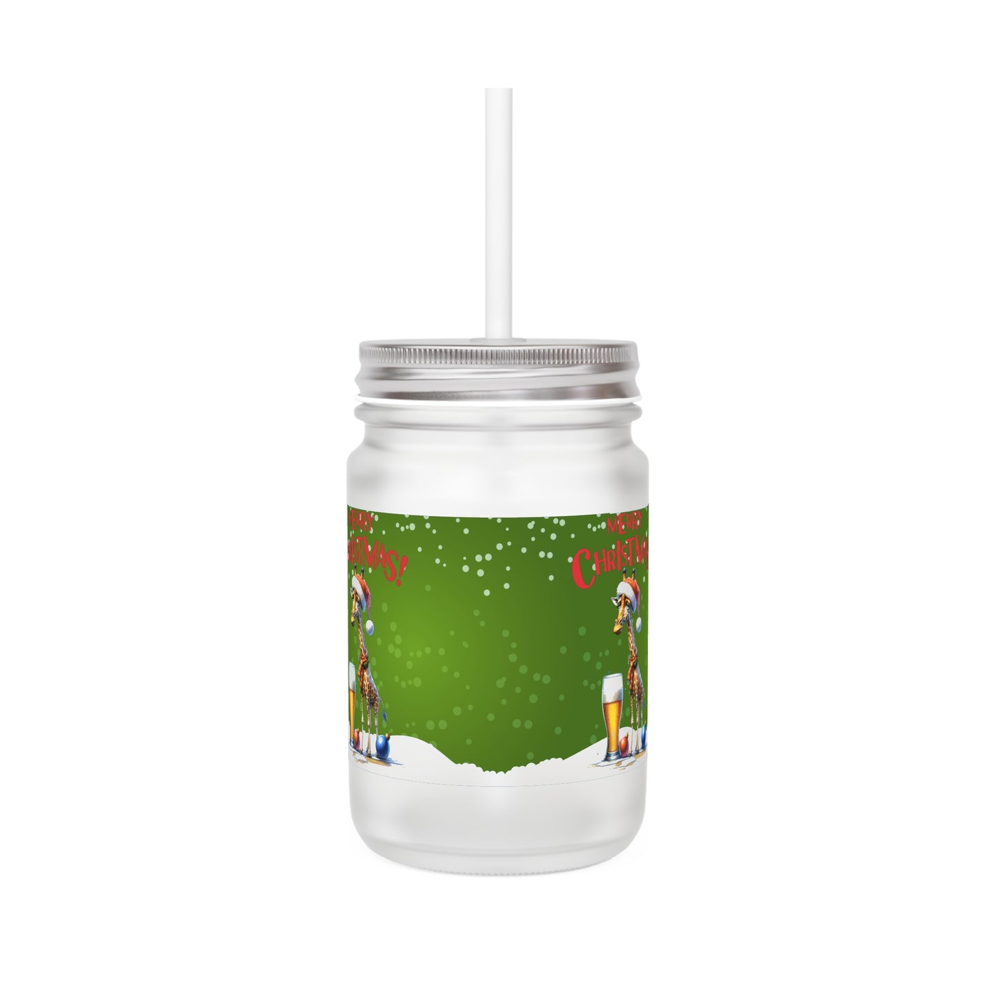 Merry Christmas Giraffe  - Mason Jar