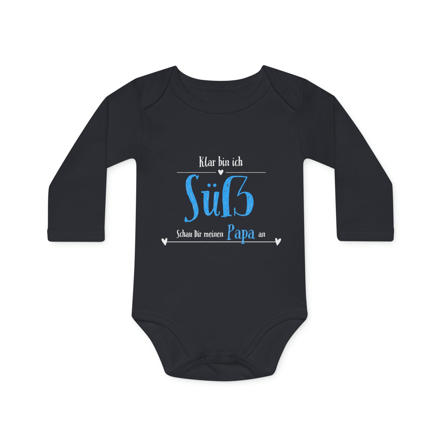 Organic long-sleeved baby romper - of course I'm cute look at my daddy (variant 1)