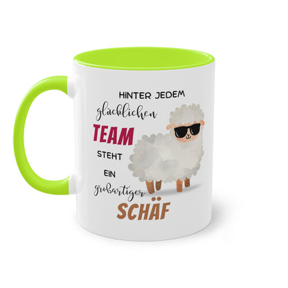 Hinter jedem glücklichen Team steht ein großartiger Schäf - Zwei-Ton-Tasse