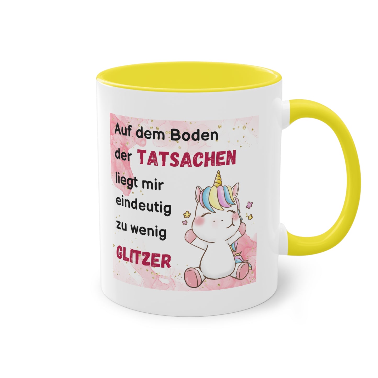 Auf dem Boden der Tatsachen liegt mir eindeutig zu wenig Glitzer - Zwei-Ton-Kaffeetasse