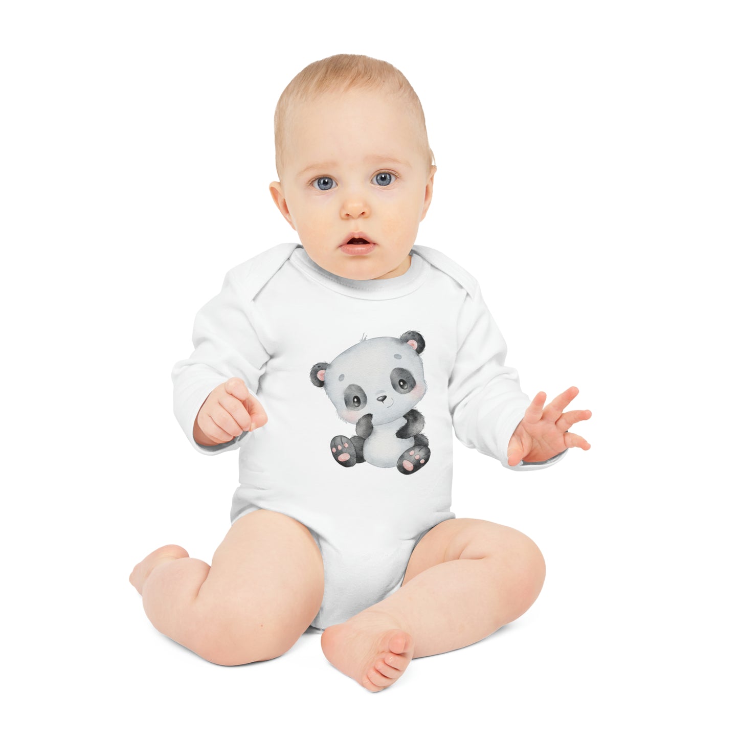 Bio-Langarm-Baby-Strampler - Panda