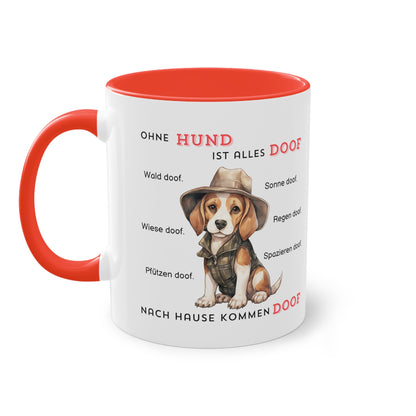 Ohne Hund ist alles doof - Zwei-Ton-Kaffeetasse