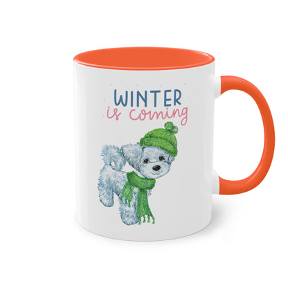 Winter is coming kleiner Hund - Zwei-Ton-Kaffeetasse