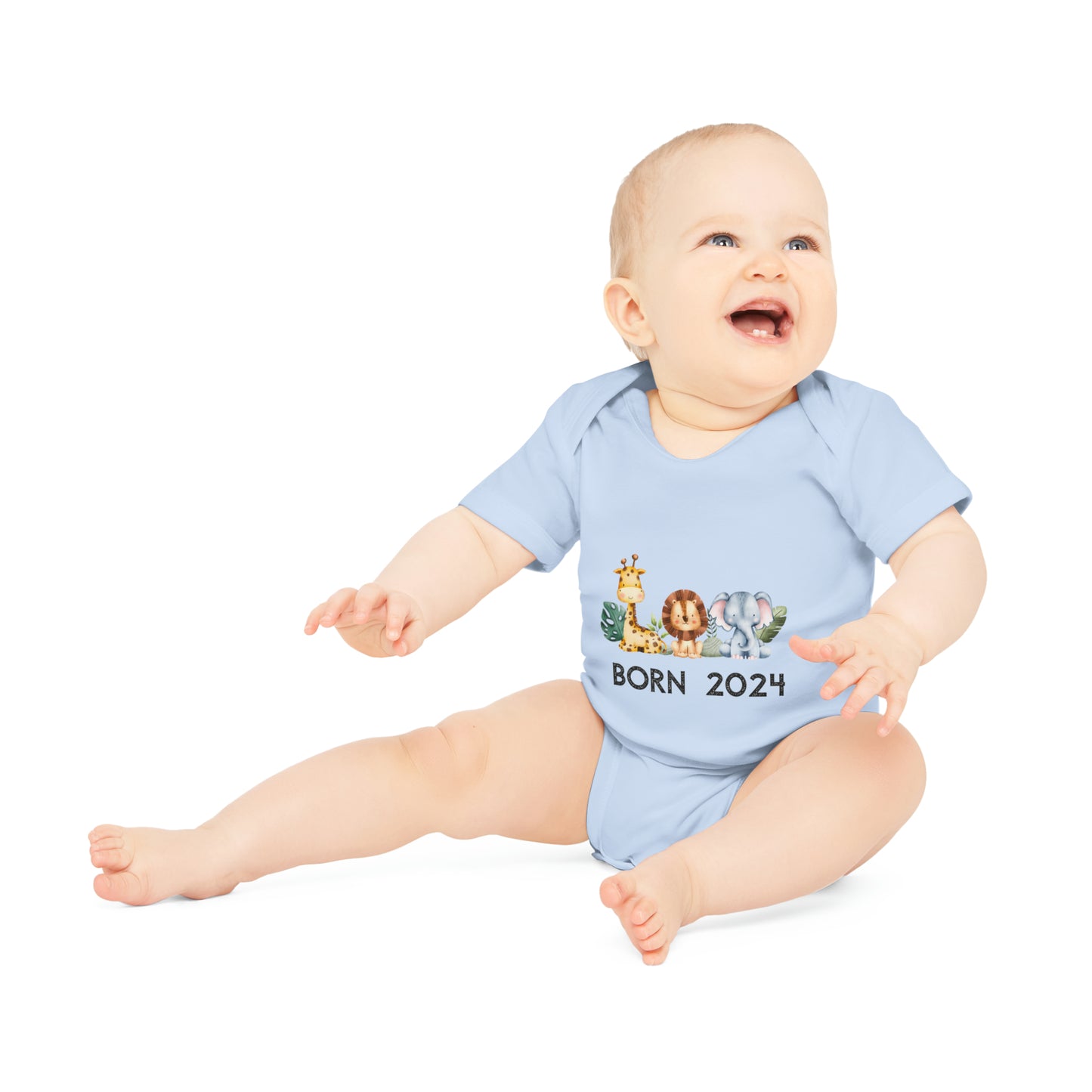 Short-sleeved organic bodysuits - born 2024 (variant animals 2)