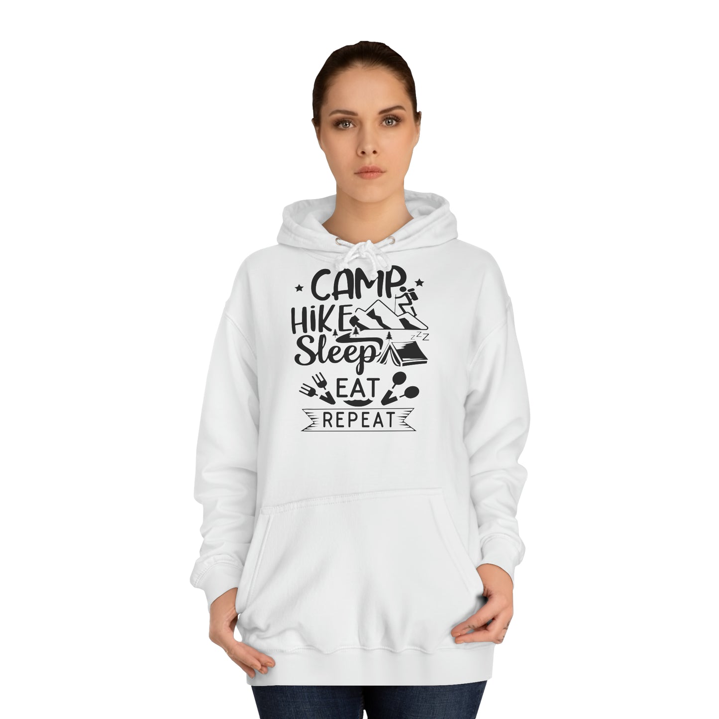 Unisex Hoodie - Camp, Hike, Sleep, Eat, Repeat (Zelten, wandern, schlafen, essen wiederholen)