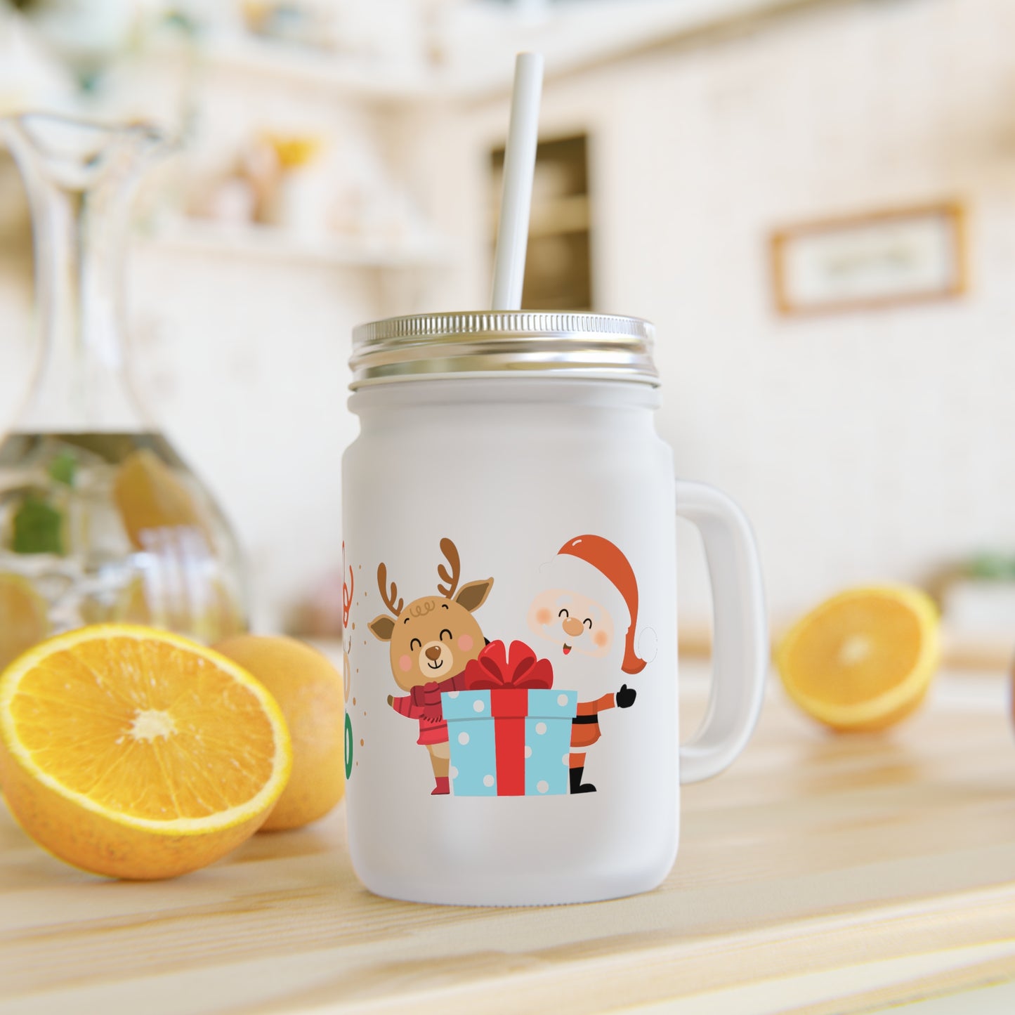 Ho ho ho Rentier und Santa  - Mason Jar