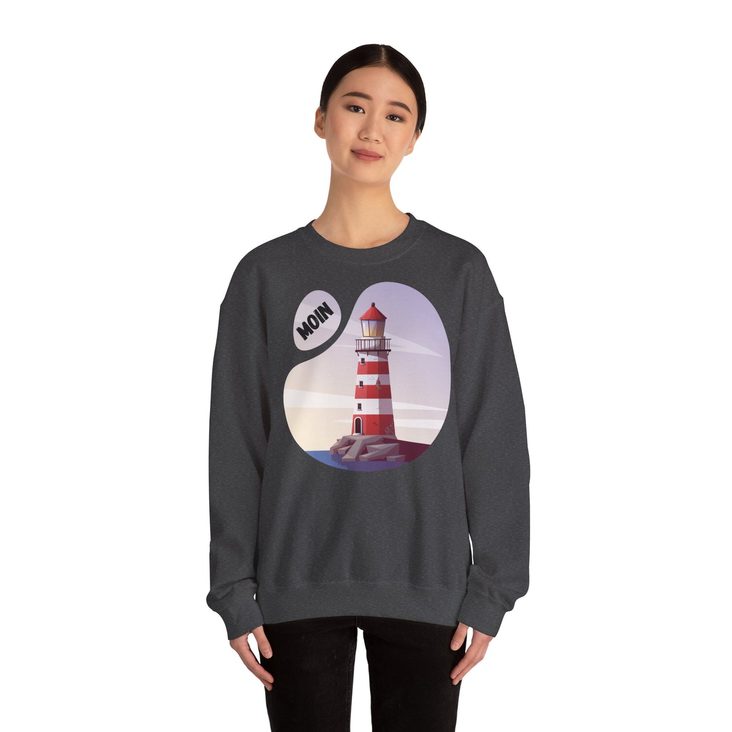 Unisex Sweatshirt -  Moin mit Leuchtturm (bunt)