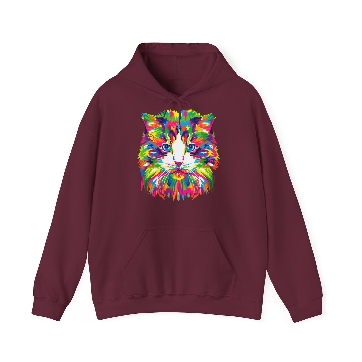 Unisex Hoodie - kunstvolle Katze, bunte Katze