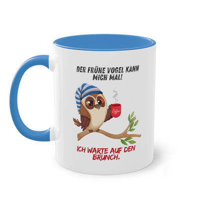 Der frühe Vogel kann mich mal, ich warte auf den Brunch - Zwei-Ton-Kaffeetasse