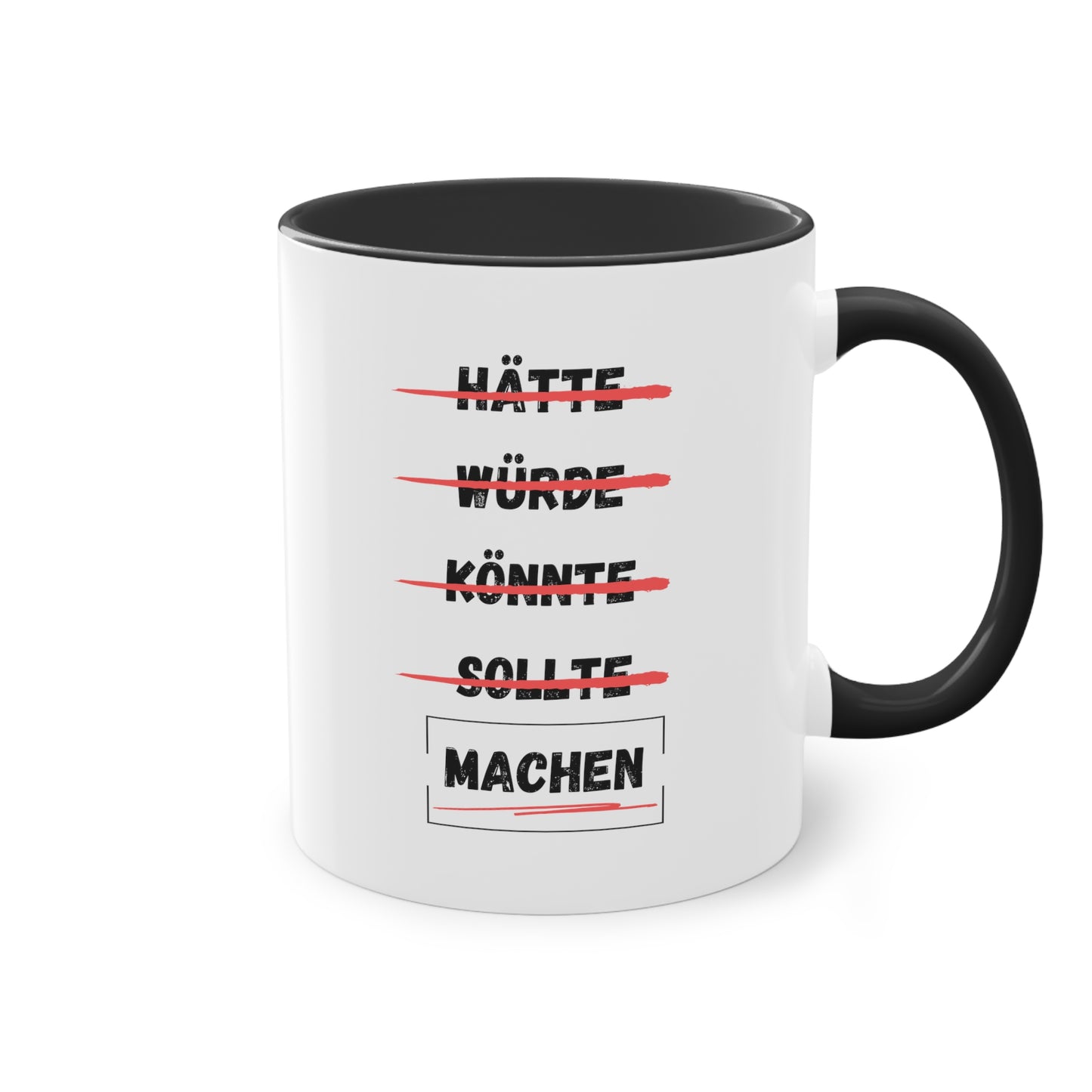 Hätte, würde, könnte, sollte, machen - Zwei-Ton-Kaffeetasse