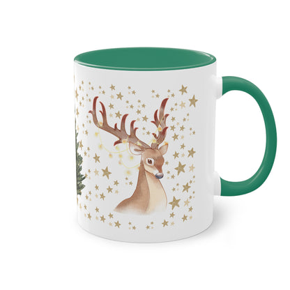 weihnachtliche Rentiere - Zwei-Ton-Kaffeetasse