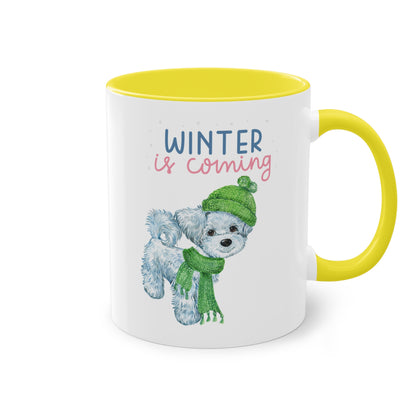 Winter is coming kleiner Hund - Zwei-Ton-Kaffeetasse